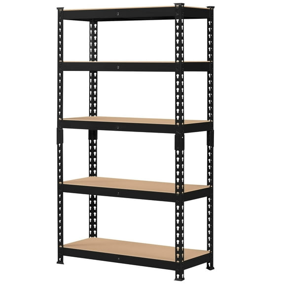 5-Tier Adjustable Metal Shelves, Industrial Strength Storage Rack Boltless Design for Garage Basement Shed, 386lb Capacity per Shelf, Black