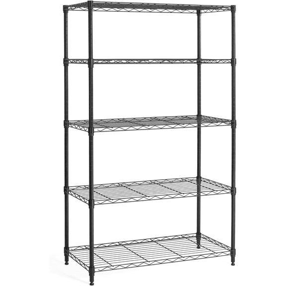 5-Tier Adjustable Metal Shelving Unit Heavy-Duty Carbon Steel Storage Rack Rust-Resistant Alloy Steel Shelving Versatile Rack for Home, Kitchen, and Garage