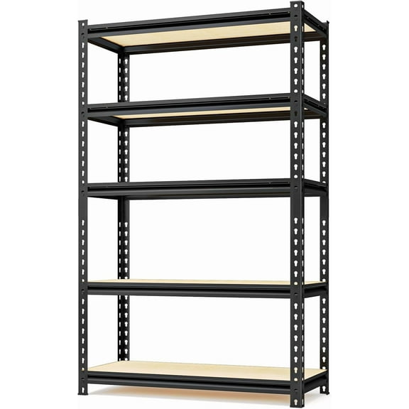 5-Tier Adjustable Metal Storage Shelves Heavy Duty Garage Shelving, 72" H x 36" W x 16" D Shelving Unit Rack for Kitchen, Classroom, Dormitory, Basement & Warehouse
