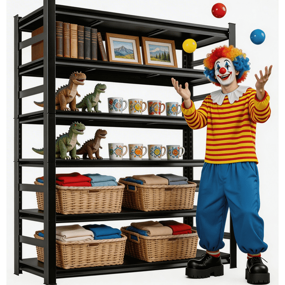 5 Tier Adjustable Storage Shelves, 78" H Heavy Duty Metal Storage Rack, Shelving Units Utility Shelf for Kitchen, Pantry, Bathroom, Garage, Office Organization and Storage, Black, 18"D x 48"W