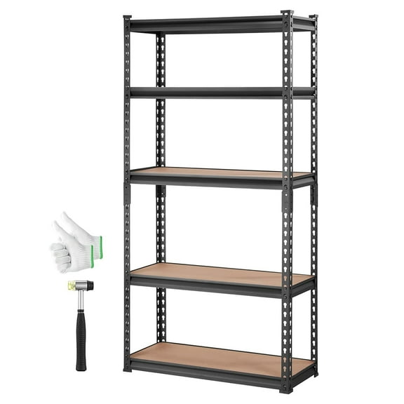 5-Tier Adjustable Storage Shelving Unit, Heavy Duty Garage Shelves Metal Organizer Utility Rack, for Basement, Pantry, Kitchen,Laundry, Bathroom, 2000 lbs Capacity, 30 L x 12 W x 60 H, Black