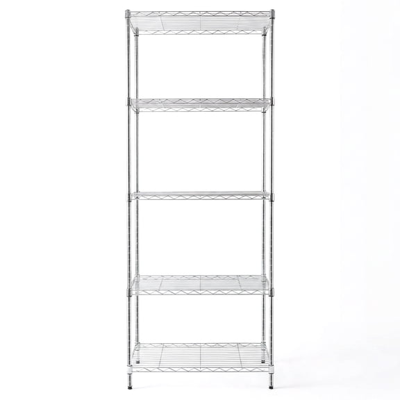 Generic 5-Tier Adjustable Wire Shelving Unit, Metal Storage Rack, Silver, 21.6"W x 13.8"D x 59"H