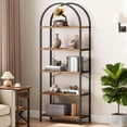 thumbnail image 1 of Memoryfield 5 Tier Arched Bookshelf, Industrial Open Back Bookcase, Modern Freestanding Display Shelving Unit Storage Rack with Metal Frame for Bedroom Living Room, Brown, 1 of 8