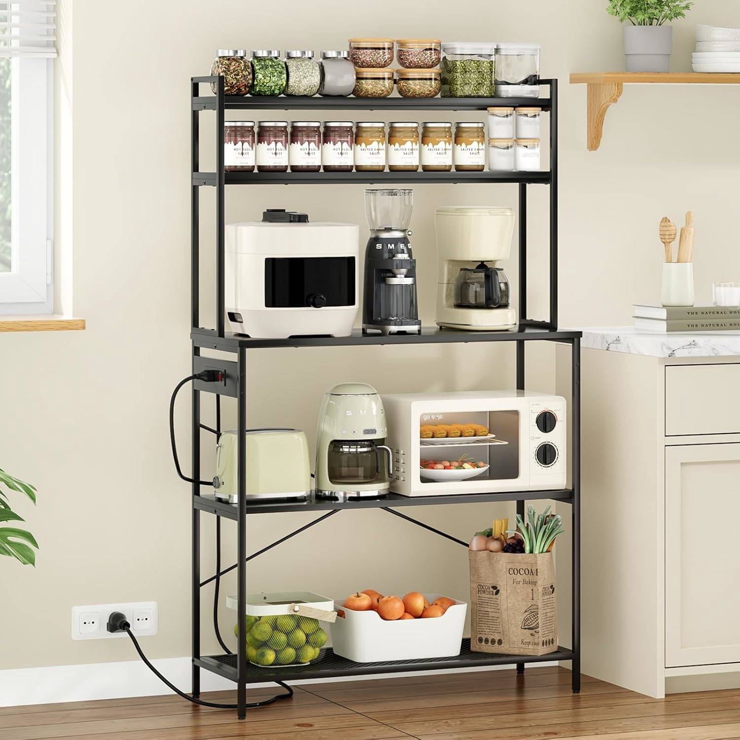 5-Tier Baker's Rack with Built-In Electrical Outlets, Microwave Stand ...