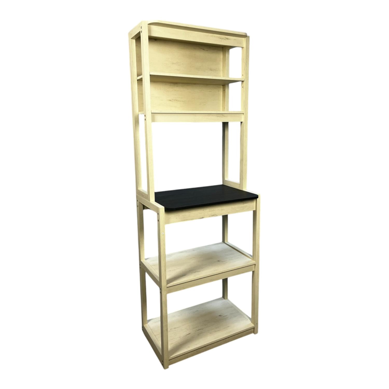 5-Tier Bakers Rack, Kitchen Storage Shelf and Microwave Stand with Coffee Bar, Particle Board Organizer for Pantry, 23.62 Inch, White and Black