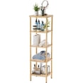 thumbnail image 1 of 5-Tier Bamboo Bathroom Shelf, Bathroom Standing Shelves, Multifunctional Shelving Unit for Living Room Bedroom Kitchen, Natural Color, 1 of 16