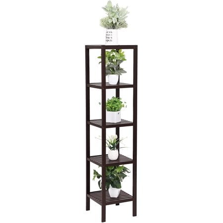 Brown Bamboo 5-Tier Freestanding Storage Shelf for Kids
