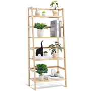5-Tier Bamboo Bookshelf,Freestanding Storage Organizer for Home Decor,Plants,and Office Supplies,Space-Saving Rack for Bedroom,Living Room,or Bathroom
