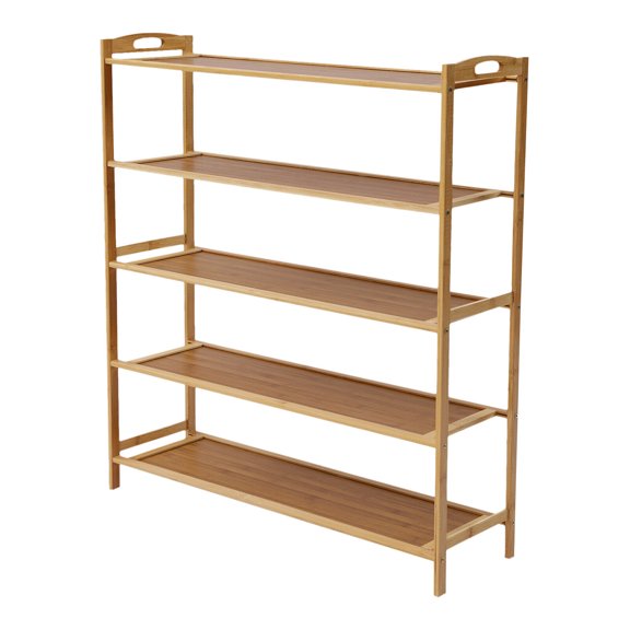 5-Tier Bamboo Shoe Rack, 15-20 Pair Storage, Rustic Style, Entryway Shoe Organizer, Freestanding