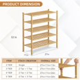 thumbnail image 1 of 5 Tier Bamboo Shoe Rack Storage Organizer for Closet, Multifunctional Stackable Free Standing Shoe Shelf, 1 of 7