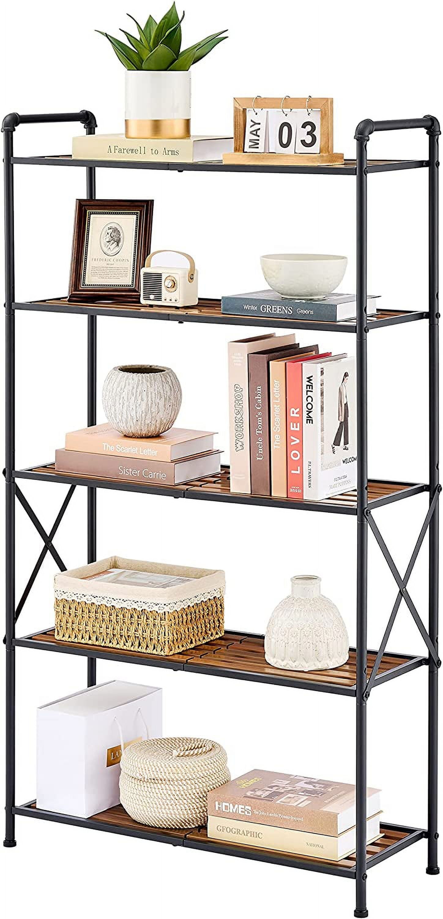 5 Tier Bathroom Shelf Free Standing Shelf Unit, Narrow Display Shelf ...