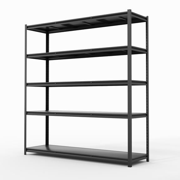 5-Tier Black 60 in W x 78 in H x 20 in D Adjustable Heavy Duty Solid Metal Shelving Unit with Hidden Posts