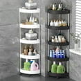 thumbnail image 1 of 5-Tier Black Bathroom Corner Storage Shelf Organizer, Detachable Wheels, Drainage Holes, Plastic & Stainless Steel, 43.5x14.17 Inches, Space-Saving Design, Enhanced Guardrail, 1 of 6