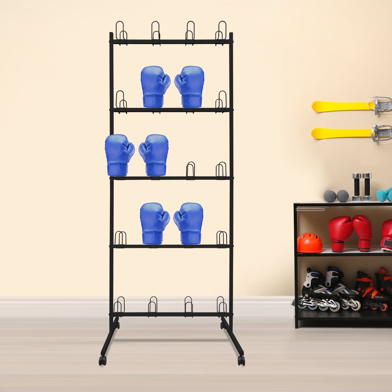 5-Tier Black Boxing Gloves Drying Rack Boxing Glove Storage Stand W ...