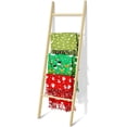 thumbnail image 1 of 5-Tier Blanket Ladder Wooden, Non-folding 4.8FT(57.5'') Blanket Quilt Holder Rack Decorative Ladder, Easy Assembly, Rustic Farmhouse Ladder Shelf for The Living Room Bedroom Home Decor, Natural, 1 of 17