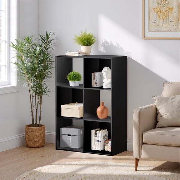 3 Tier Bookcase,36 Inch Tall Bookshelf Storage Wall Shelf Organizer Display Cube Book Shelf, Corner Storage Organizer, Black