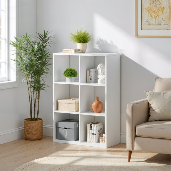 3 Tier Bookcase,36 Inch Tall Bookshelf Storage Wall Shelf Organizer Display Cube Book Shelf, Corner Storage Organizer, White