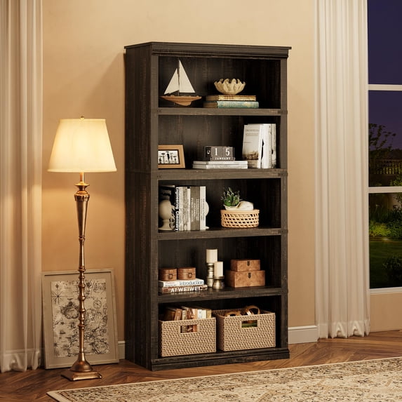 5 Tier Bookcase, Farmhouse Book Shelf with Storage Open Display Bookshelves, 67.4" Tall Book Case Wooden 5 Shelf Bookcase Home Decor Furniture for Home Office, Living Room, Bed Room