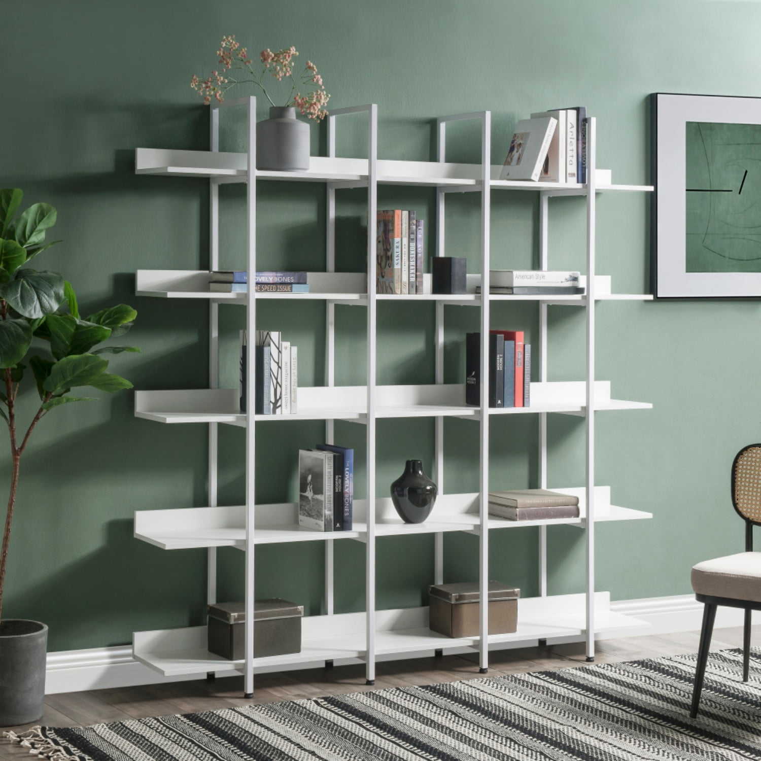 5 Tier Bookcase Home Office Open Bookshelf, Vintage Industrial Style ...