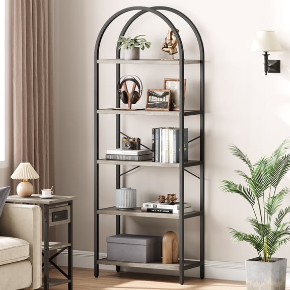 5 Tier Bookcase Storage, 70.87 Inch Large Tall Floor Standing Open Bookshelf for Home Office, Living Room, and Bedroom, Gray