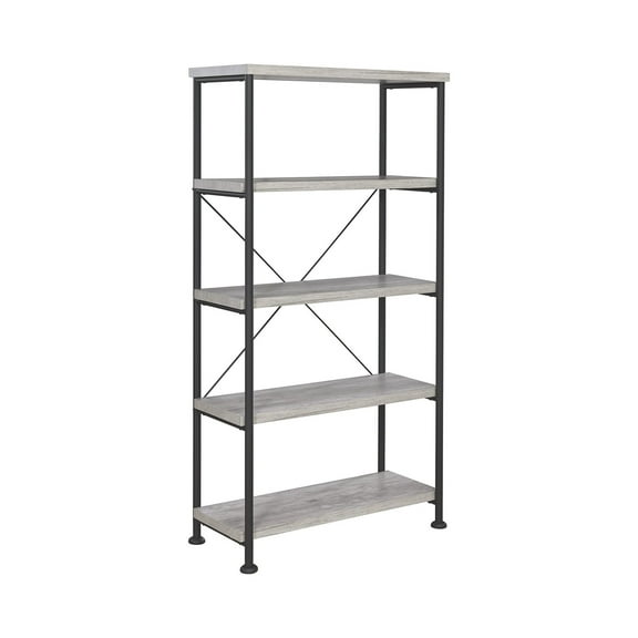 5-Tier Bookcase With Metal Frame in Grey