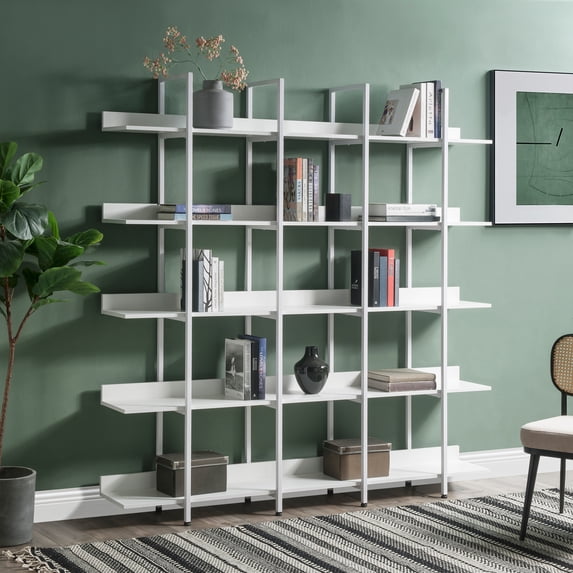 5-Tier Bookcase, 70" Tall Wood Display Shelf with Adjustable Foot Pad, Large Freestanding Open Storage Shelving Unit, for Living Room, Home Office