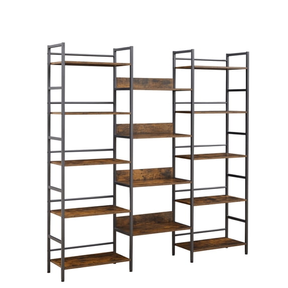 5 Tier Bookshelf 3 Columns Bookcase, Modern Storage Rack Display Stand ...