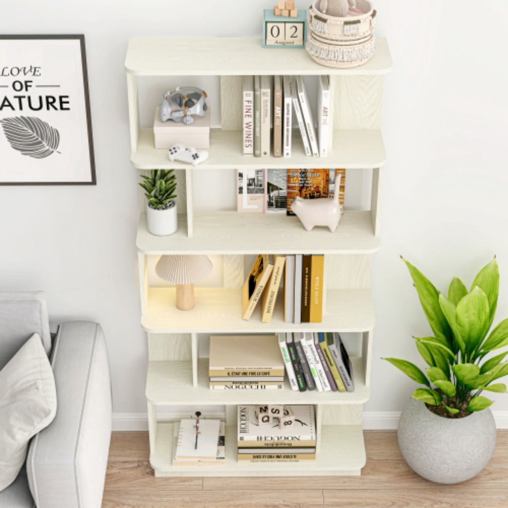 5-Tier Bookshelf, 31.5" Wide Modern Open Bookcase with 30" Shelf Clearance, Free Combination Storage Shelves, MDF Display Rack for Living Room, Bedroom & Home Office, White
