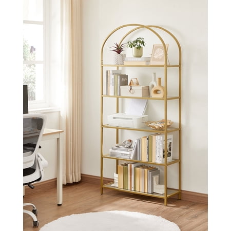 5-Tier Bookshelf Display Storage Shelf Modern Bookcase with Metal Frame for Bedroom Living Room