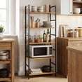 thumbnail image 1 of 5 Tier Bookshelf, Free Standing Wooden Bookcase with Open Storage Shelves with Metal Frame, Sturdy Shelf Organization Display Rack for Living Room, Bedroom, Home Office, 62.2" Tall, 1 of 8