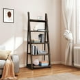 thumbnail image 1 of 5-Tier Bookshelf,Modern Ladder Bookcase,5 Shelves Storage Rack Ladder Shelf for Living Room, Home Office,Brown, 1 of 7