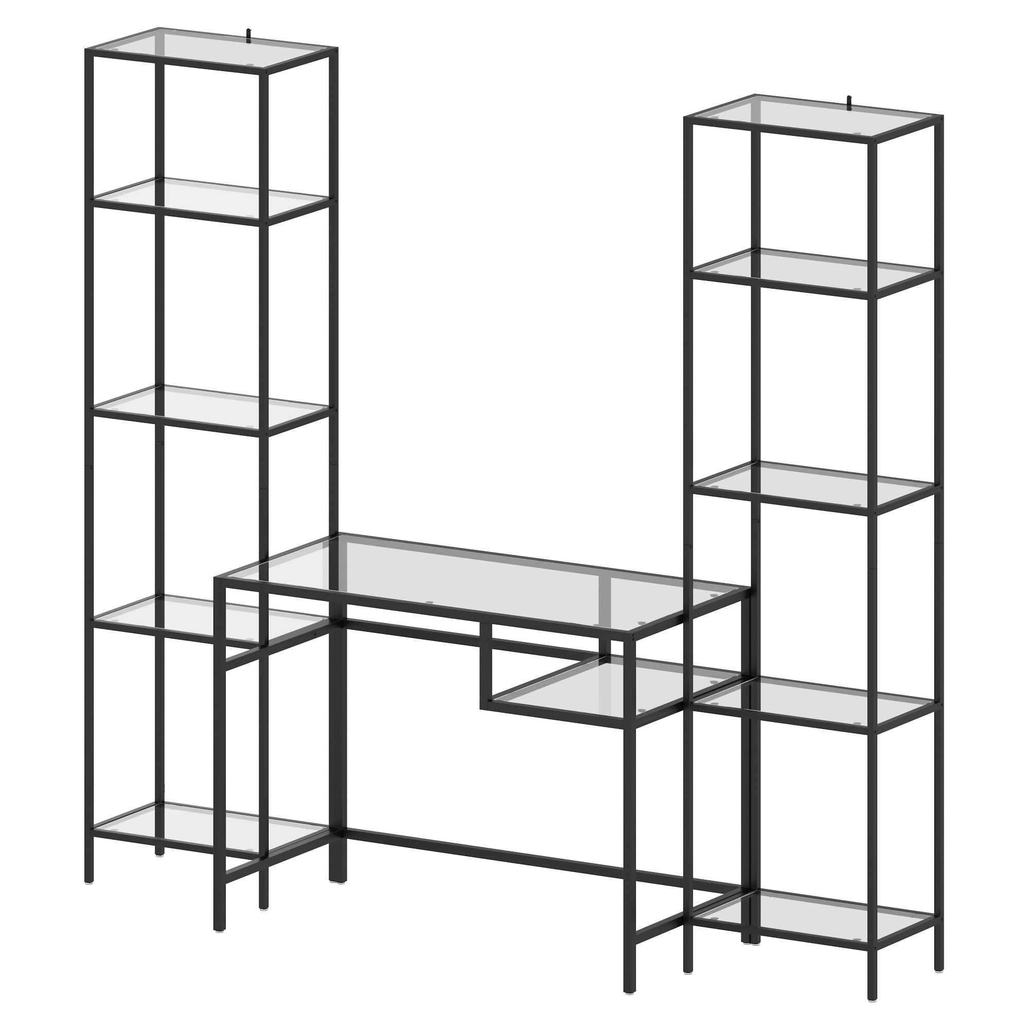 5Tier Bookshelf with Table, Home Office Desk Metal Frame Bookcase with