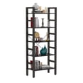 thumbnail image 1 of 5-Tier Bookshelf with Wood Shelves and Metal Frame, 62'' Tall Freestanding Bookcase for Living Room, Bedroom, Home Office, Black, 1 of 8