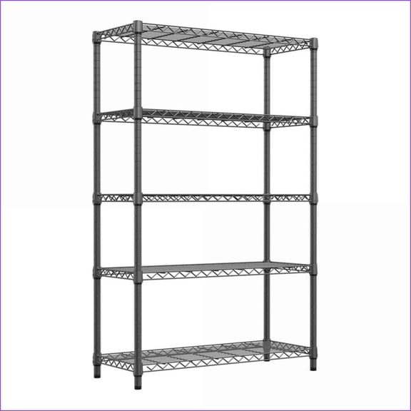 5-Tier Carbon Steel Storage Shelving Unit, 1750 lbs Capacity, 17.7"D x 47.2"W x 72.3"H | Minimalist | Gym