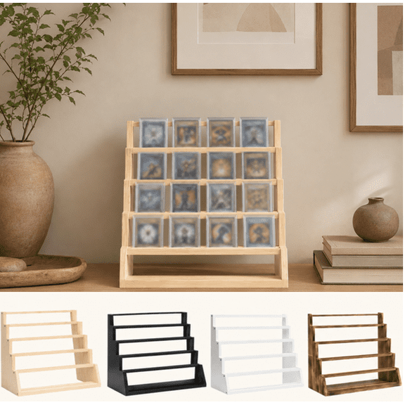 5-Tier Card Display Stand,Wood Trading Card Display for Graded Cards,Sports Card Display Case for PSA CGC SGC BGS Slabs - Large Capacity Graded Card Display for Collectors C