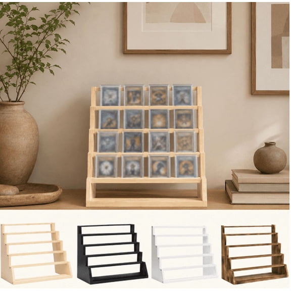 5-Tier Card Display Stand,Wood Trading Card Display for Graded Cards,Sports Card Display Case for PSA CGC SGC BGS Slabs - Large Capacity Graded Card Display for Collectors B