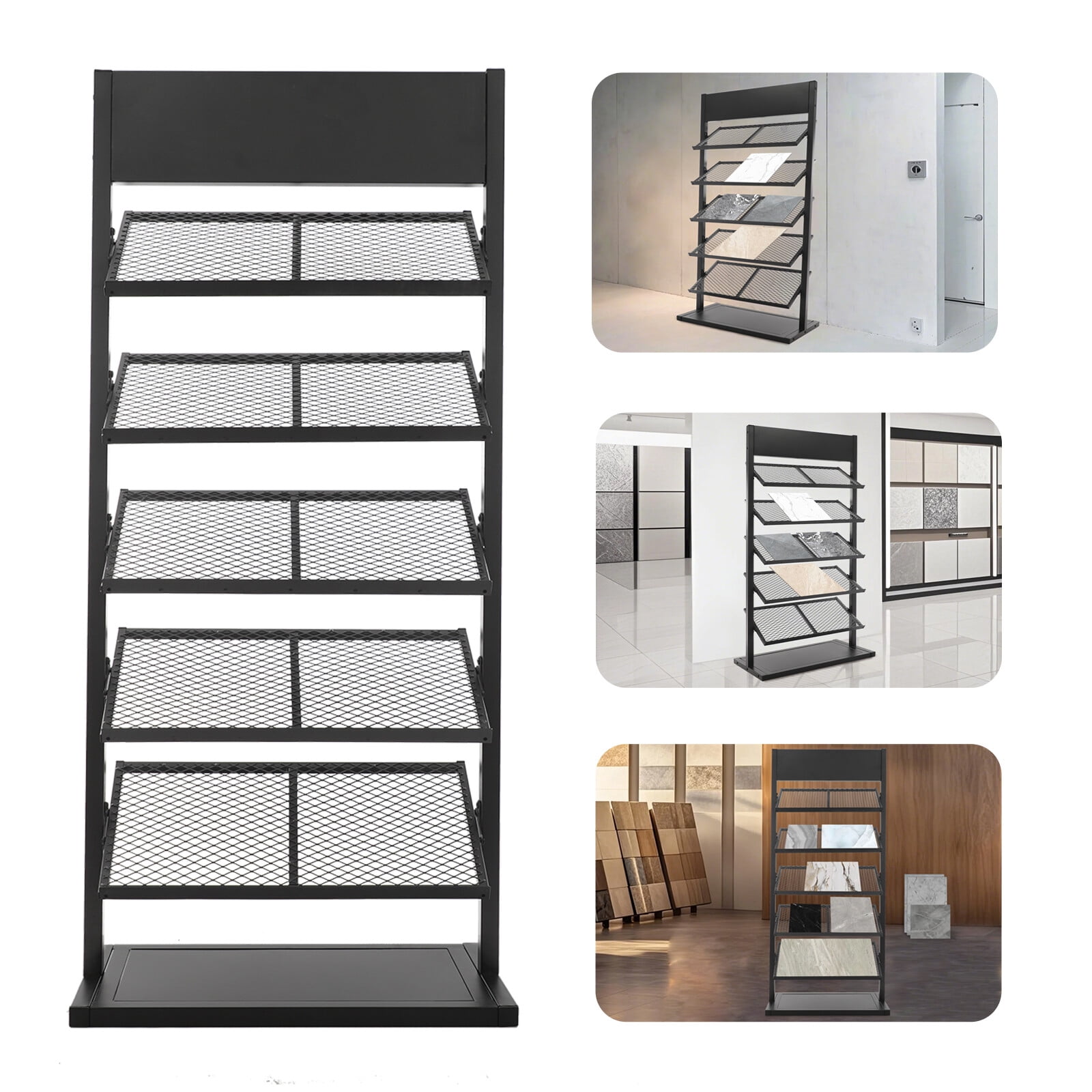 Picture Gallery Sample Racks 5-Tier Ceramic Sample Display Rack Floor Porcelain Display Iron Stand ...