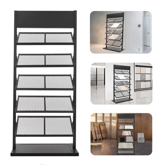 5-Tier Ceramic Sample Display Rack Floor Porcelain Display Iron Stand Rack 150cm For Stores, Exhibition Halls, Shopping Centers