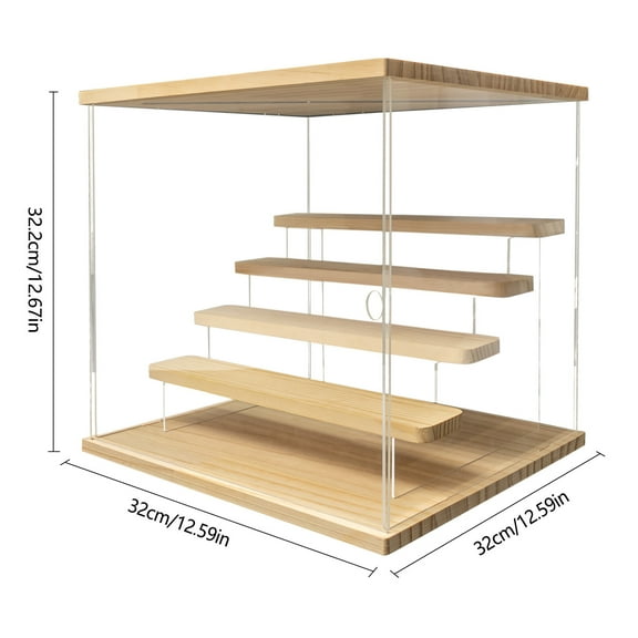 5-Tier Clear Acrylic Display Case Display Box 12.6*12.6*12.68in W/ LED Light