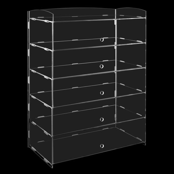 5-Tier Clear Acrylic Display Case, Rectangular Tabletop/Freestanding Rack for Bakery Home Collectibles