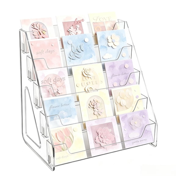 5-Tier Clear Acrylic Display Stand for Cards & More - Snap-On Design, Enhanced Thickness & Height for Optimal Presentation