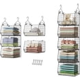 thumbnail image 1 of 5 Tier Closet Hanging Organizer, Clothes Hanging Shelves with 4 Hanging Hooks 5 S Hooks, Wire Storage Basket Bins, for Clothing Sweaters Shoes Handbags, 1 of 6
