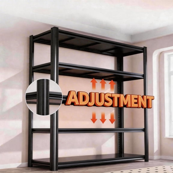5 Tier Commercial Metal Shelving System, 63"H Adjustable Steel Storage Rack, 2750 Lbs Load Capacity, Dual Support Utility Shelves for Workshop Kitchen Basement 40"W×16"D