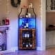 5-Tier Corner Bar Cabinet with Detachable Glass Holder