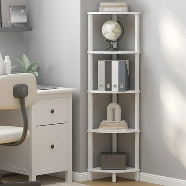 5 Tier Corner Bookshelf - 11.8"D x 11.8"W x 53.3"H White
