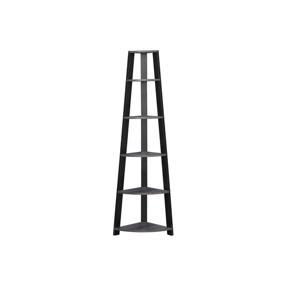 5 Tier Corner Bookshelf, Modern Grey Ladder Shelf for Living Room, Bedroom & Home Office, Space-Saving Storage Etagere