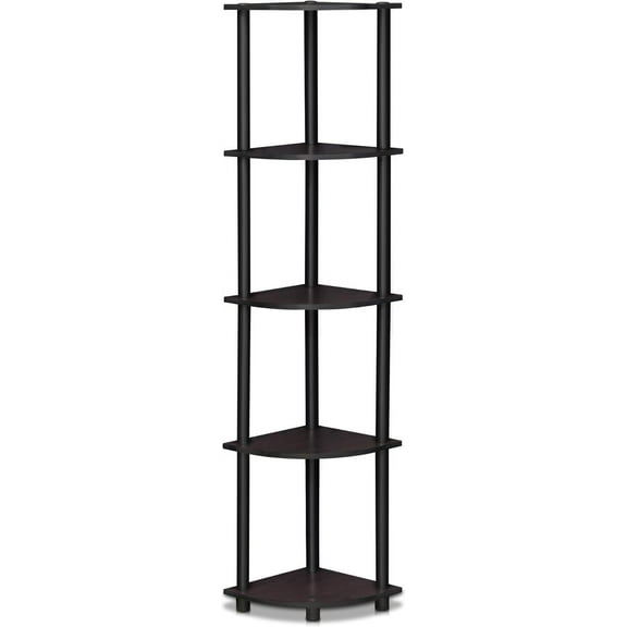5 Tier Corner Display Rack Multipurpose Shelving Unit, 1-Pack, Espresso/Black