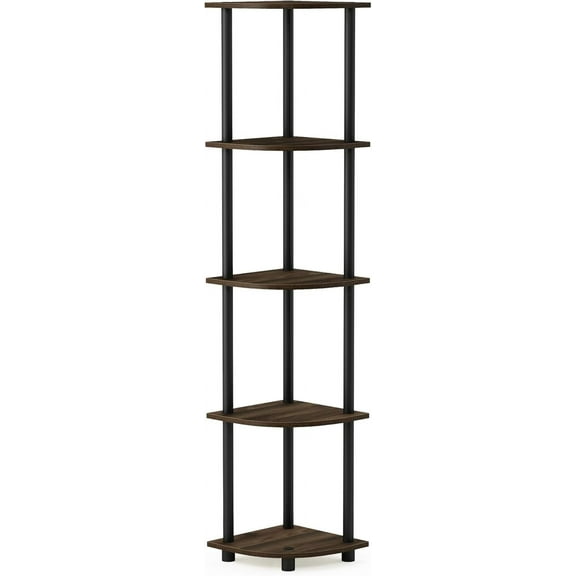 Turn-N-Tube 5 Tier Corner Display Rack Multipurpose Shelving Unit, 1-Pack, Espresso/Black