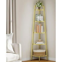 5-Tier Corner Shelf, 59.6” Corner Storage Stand, Floorstanding Dispaly Rack, Tempered Glass Corner Bookshelf, Open Plant Stand, for Living Room, Bedroom, Study, Bathroom, Gold