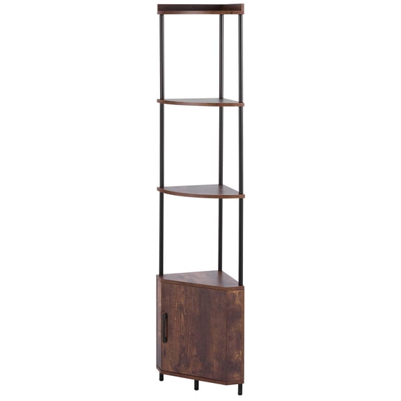 5 Tier Corner Shelf with LED Light 65.4 Inch Tall Corner Bookshelf Storage Cabinet Display Shelf Multi Color Lights Remote App Control for Bedroom Living Room Office